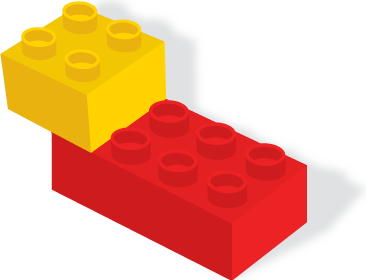 Bloques de construcción amarillo y rojo encastrados